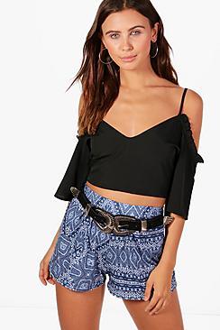 Boohoo Petite Lana Paisley Print Flippy Short