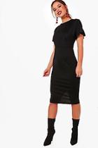 Boohoo Petite Nora Frill Sleeve Tailored Midi Dress