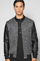 Boohoo Smart Ma1 Bomber With Pu Sleeves And Zip Detail