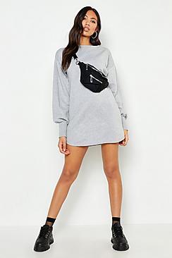 Boohoo Balloon Sleeve Sweat Dress