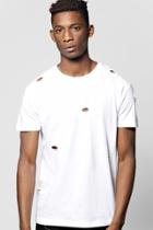 Boohoo Destroyed Crew Neck T Shirt White