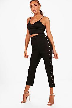 Boohoo Erika Woven Eyelet Side Detail Culotte