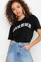 Boohoo Tall Miami Beach Slogan T-shirt