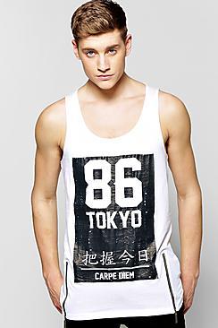 Boohoo Longline Printed Vest With Zips