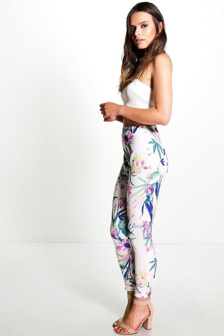 Boohoo Skye Floral Skinny Trousers Multi