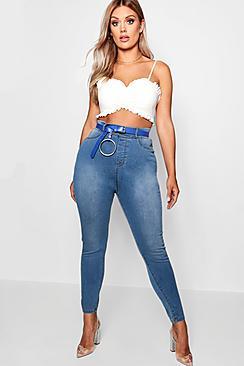 Boohoo Plus Abbie Vintage Wash Basic Jeggings