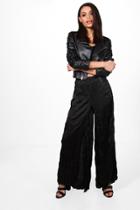 Boohoo Sara Satin Trouser Black