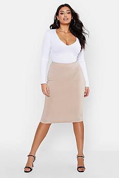 Boohoo Plus Premium Slinky Midi Skirt