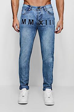 Boohoo Skinny Fit Rigid Jeans With Embroidery