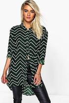 Boohoo Skye Contrast Chevron Print Oversized Shirt