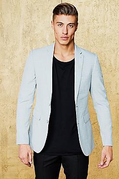 Boohoo Textured Check Skinny Fit Blazer
