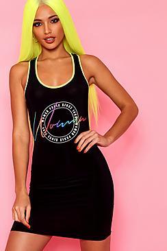 Boohoo Woman Print Slinky Bodycon Dress