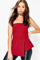 Boohoo Grace Wrap Front Zip Detail Bandeau Top