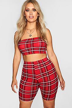 Boohoo Plus Tartan Cycling Short