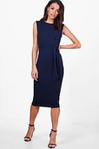 Boohoo Evie Sleeveless Pleat Front Tailored Midi Dress