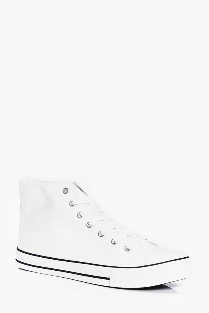 Boohoo High Top Canvas Plimsol White