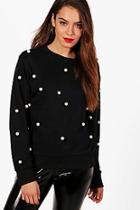 Boohoo Florence All Over Pearl Detail Sweat