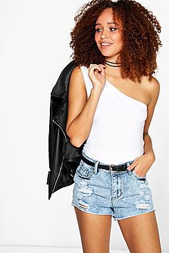 Boohoo Claire One Shoulder Longline Top
