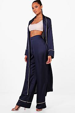 Boohoo Amy Contrast Trim Wide Leg Trouser
