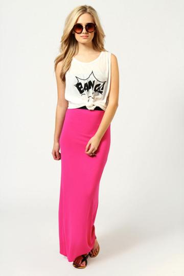 Boohoo Narin Jersey Maxi Skirt - Pink