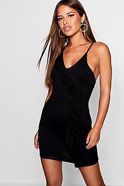 Boohoo Petite Ruffle Bodycon Mini Dress