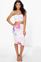 Boohoo Beci Floral Bodice And Midi Skirt Co-ord