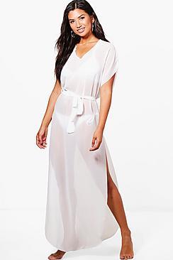 Boohoo Sophie Waist Detail Maxi Beach Kimono