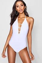 Boohoo Tall Ruby Criss Cross Front Swimsuit