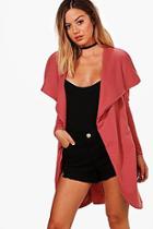 Boohoo Petite Ponte Wrap Front Duster Jacket