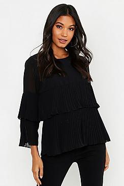 Boohoo Woven Pleated Smock Top