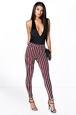 Boohoo Kate Stripe Skinny Trousers