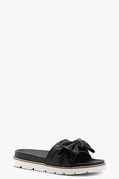 Boohoo Holly Bow Detail Flatform Sliders