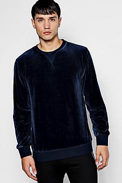 Boohoo Crew Neck Velour Sweater