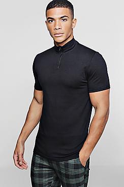 Boohoo Half Zip Funnel Neck Polo