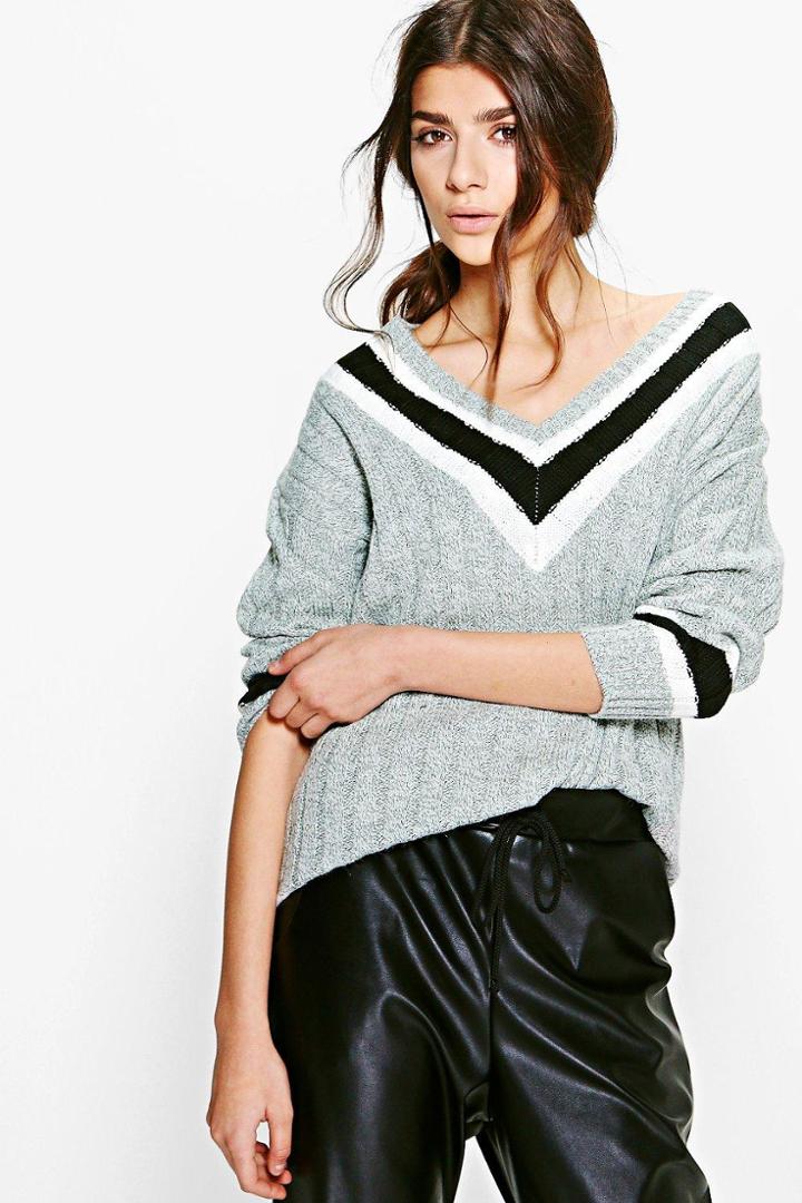 Boohoo Louise Oversized Cricket Jumper Grey