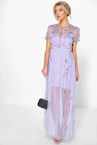 Boohoo Corine Boutique Embellished Maxi Dress Lilac