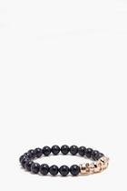 Boohoo Silver Skulls & Semi Precious Bead Bracelet