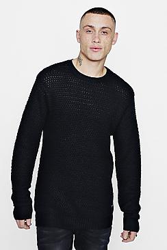 Boohoo Crew Neck Honeycomb Knit Jumper