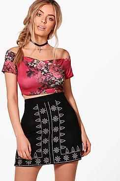 Boohoo Emilia Floral Printed Bardot Crop