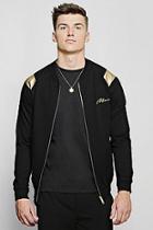 Boohoo Man Gold Jersey Bomber