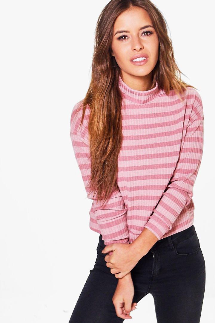 Boohoo Petite Nancy Slouchy Rib Knit Jumper Nude