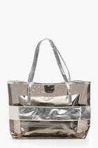 Boohoo Clear Metallic Shopper With Insert