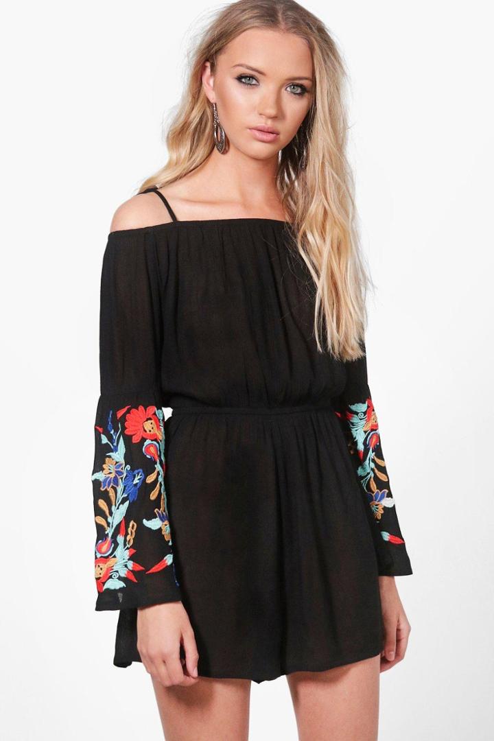 Boohoo Whitney Cold Shoulder Playsuit Black