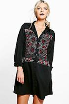 Boohoo Boutique Elodie Embroidered Shirt Dress