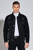 Boohoo Premium Skinny Fit Denim Jacket With Studwork