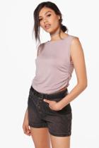 Boohoo Harley Ruched Sides Sleeveless Crop Slate