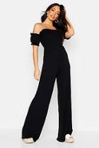 Boohoo Shirred Balloon Sleeve Jumpsuit