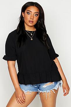 Boohoo Plus Woven Button Back Smock Top