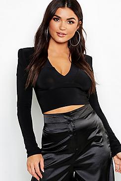 Boohoo Slinky Deep Plunge Neck Top