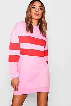 Boohoo Lill Colour Block Stripe Sweat Dress